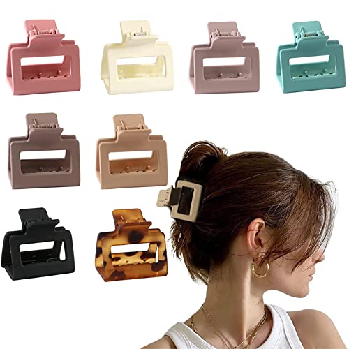 Small Claw Clips,8 Pcs Hair Clips,Claw Clip For Women Girls Thin/Medium/Thick/Hair,Square Matte Nonslip Mini Hair Claw Hair Accessories For Women