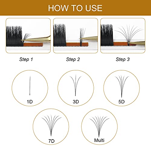 Easy Fan Lashes 0.07D Curl Mix 8-15mm QUEWEL Easy Fan Russian Lashes 2D-20D Volume Lash Extensions Self Fanning Eyelash Extensions Easy Fan Volum