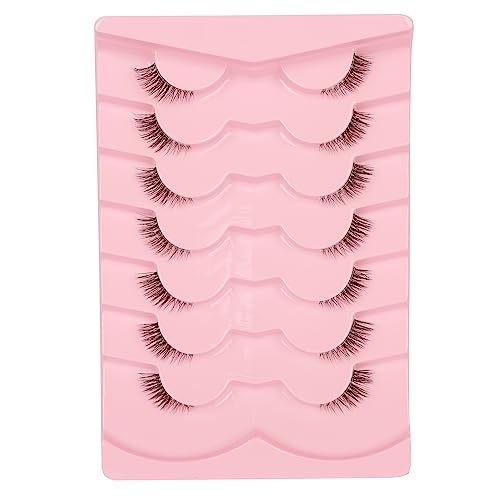 GMAGICTOBO False Eyelashes Natural Cat Eye Half Lashes Fluffy Wispy Clear Band 3D Faux Mink Lashes Pack Soft Strips Fake Eyelashes 7 Pairs