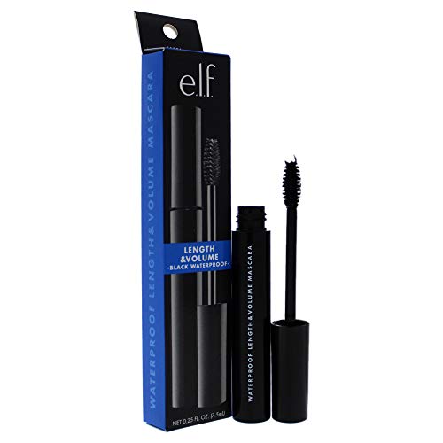 e.l.f. Waterproof Lengthening & Volumizing Mascara, Create Longer & Thicker-Looking Lashes, Black, 0.25 Fl Oz (7.5mL)