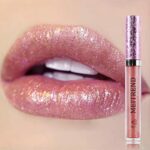 Pink Lip Gloss,Lipstick metallic Light lipgloss shimmer and sparkle Nude lip gloss,Non-Stick Cup Not Fade Long-Lasting Waterproof Glitter Liquid