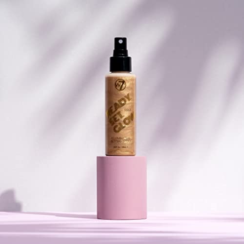 W7 Ready Set Glow Makeup Setting Spray - Shimmer Finish - Long-Lasting, Ultra-Fine Formula (Gold)
