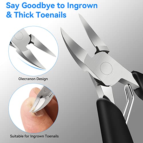 Aceshop Toenail Clippers Set, 15 Pcs Podiatrist Toenail Clippers Professional Toenail Clipper for Ingrown Thick Nails Heavy Duty Stainless Steel