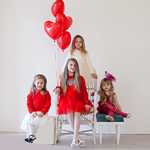 HQCM 36 Pcs Kids Hair Extensions with Hair Clips, Rainbow Braid Hair Extension, Girls' Hair Accessories Color Clip Hair Extension, for Parties an