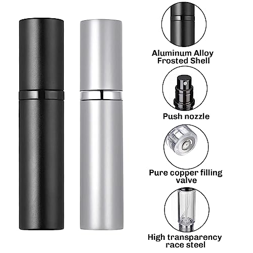 Ledander 2 Pieces 5 ml Perfume Atomiser Spray Bottle, Travel Perfume Atomiser Refillable Mini Portable Perfume Atomiser