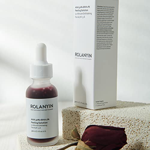 Rolanyin Peeling Solution AHA 30% + BHA 2% Exfoliating Facial Serum 30ml Fighting Blemishes Reduces Pore Congestion and Fine Lines