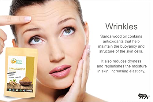 Herbs Botanica Chandan (Sandalwood) Powder Organic 100gm / 3.52 oz For Skin, Face Pack, Face Mask, Worship Tilak, Auspicious Occasions 100% Natur