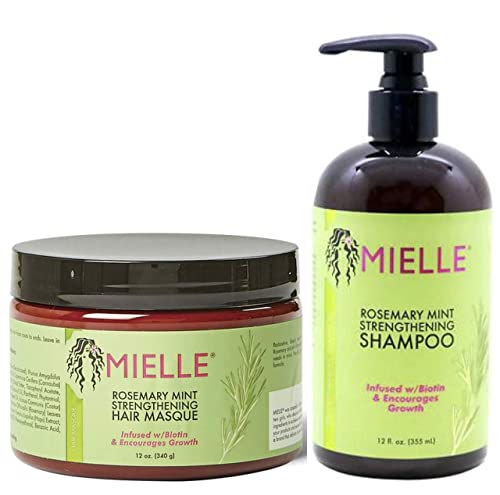 Rosemary Mint Strengthening Hair Masque & Rosemary Mint Strengthening Shampoo by Mielle Organics