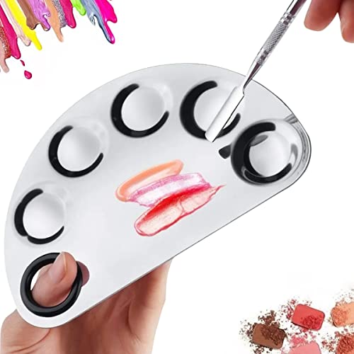 MEIYIDAY 2Pcs Makeup Mixing Palette Set, Stainless Steel Cosmetic Makeup Palette with 2 Spatula for Foundation Makeup Tools Eyeshadow Nail Art