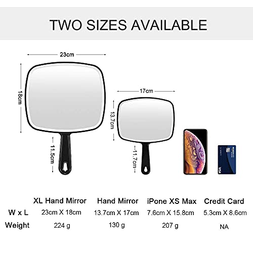 OMIRO Hand Mirror, Black Handheld Plain Mirror with Handle,Square,M