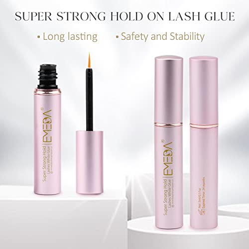 EMEDA Super Strong Hold False Eyelash Glue Professional Latex Free Eyelash Glue Waterproof Lash Glue Strip Eyelash Adhesive White Lashes Glue Sui