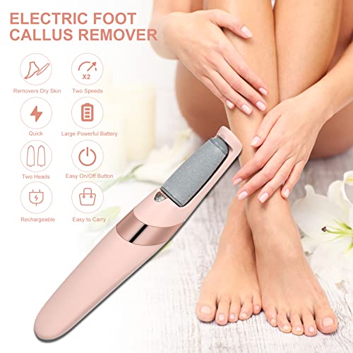 Pretfy Foot File, Electric Foot Callus Remover Rechargeable Pedicure Tool, 10 in 1 Electric Pedicure Feet Callus Remover Foot Care For Dead Skin