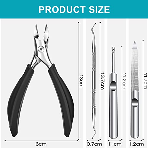 Toe Nail Clippers for Thick Nails for Elderly, 4PC Toenail Clipper for Men Professional Ingrown Toenail Tool Sharp Nail Clippers with Nail File C