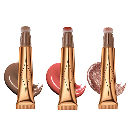 Ofanyia Blush Contour Highlighter Wand, Liquid Glitter Face Highlighter Stick with Cushion Applicator, Cruelty-free Silky Smooth Shimmer Highligh