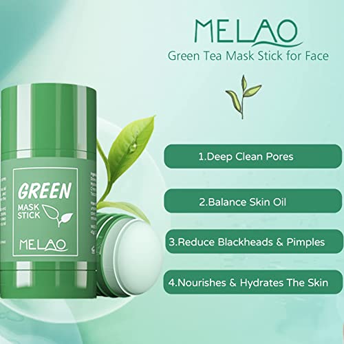 Green Tea Mask Stick for Face, 2Pack Poreless Deep Cleanse Mask Stick, Blackhead Remover with Green Tea Extract, Deep Pore Cleansing, Moisturizin
