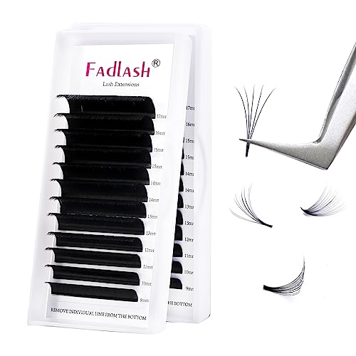 Fadlash Easy Fan Lashes C Curl 0.10 8-14mm Mixed Length Russian Lashes Natural Look Self Fanning Eye Lashes Automatic Blooming Russian Eyelashes