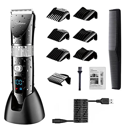 Hatteker Professional Hair Clipper Cordless Clippers Hair Trimmer Beard Shaver Electric Haircut Kit Ceramic Blade Waterproof Rechargeable Battery