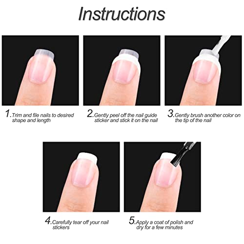 Hanyousheng 1350 Pcs French Nail stickers, 25Sheets French Manicure Stickers, French Tip Stickers, Self-Adhesive Nail Stickers for French Manicur