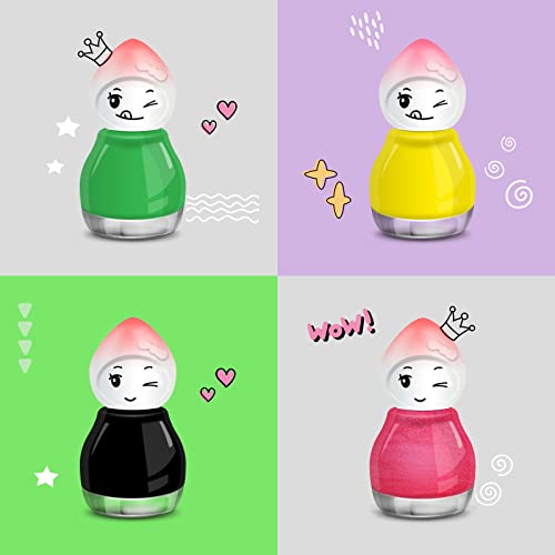 Beauty4Britain 24 x Nail Polish Doll Shaped Mix of 24 Glitter Pastel Pearl Bright Classic Colours Display Box Glass Bottles (Colour Set B)