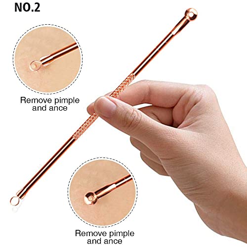 4Pcs Blackhead Remover Kit, Extractor Remover Set Professional Stainless Steel Pimple Popper Tool Treatment for Blackhead Acne Comedone (Rose Gol