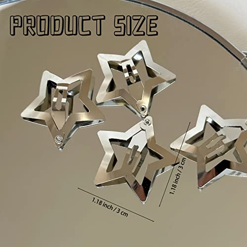 Star Hair Clip Y2K Accessories Silver Hair Clips 20pcs, Star Clips Snap Hair Clips Women Metal Hair Clips for Girls, Cute Hair Clips Girl Hair Ac