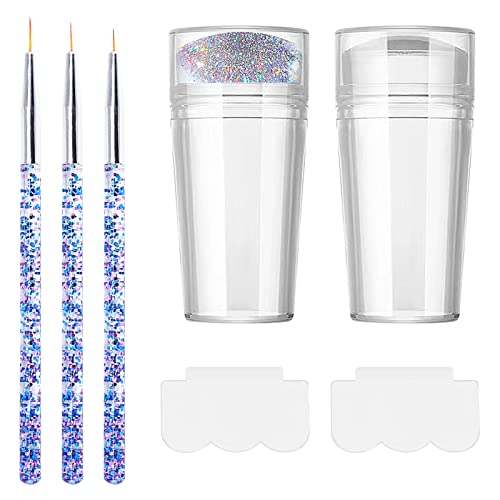 French Tip Nail Stamp, Nail Art Stamper Clear Silicone Jelly Stamper Transparent Nail Stamper Nail Art Jelly Stamper kit with Scraper Nail Art Br