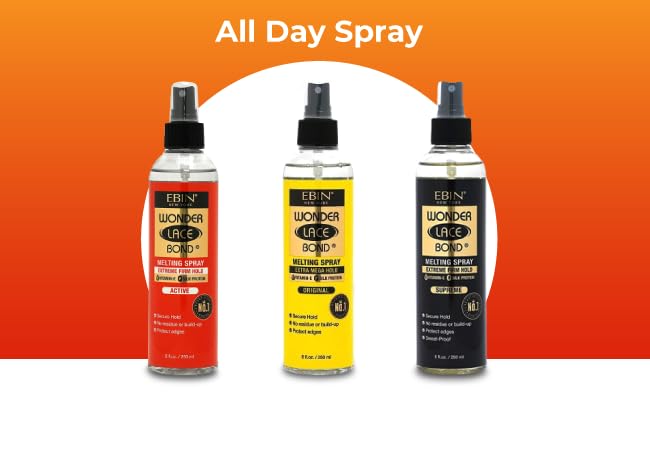 EBIN NEW YORK Wonder Bond Melting Spray 8oz/ 250ml - Extra Mega Hold (Original) No Reside, Long Lasting Formula with Protecting Edges, Gives Unde