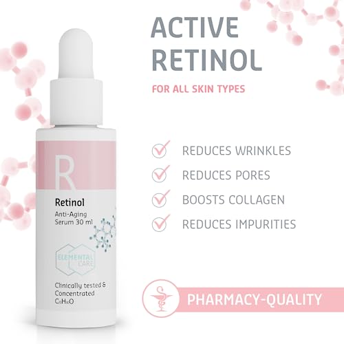 Retinol Serum 30ml, -64% Wrinkles in 3 Months - Retinol Serum High Strength for Face - Collagen Booster for a Natural Face Lift - Clinically Test