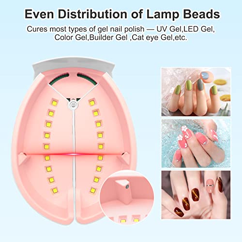 LKE UV LED Nail Lamp, 54W UV Lamps for Gel Nails Polish Nail Dryer with Auto Sensor 3 Timer Setting 30/60/90s, Foldable Curing Lamp Ladybug-shape
