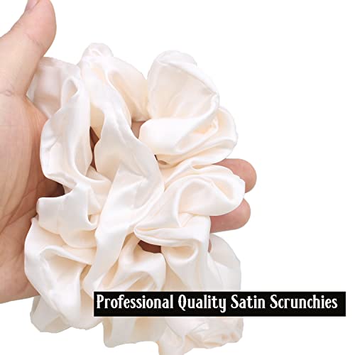 Jeffan 6 Pieces Hair Scrunchies Satin Elastic Soft Hair Ties Scrunchy Hair Bands for Women Girls (Beige)