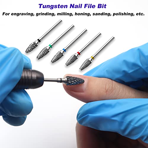 Fantexy Nail Drill Bits Set For Acrylic Nails,3/32 Inch Professional Tungsten Nail File Bits Nail Art Tools,Manicure Pedicure Shapen Remove Tools