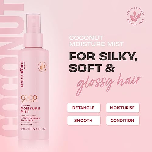 Lee Stafford Coco Lotion Hair Moisture Mist Agave Shine Hydrate Detangle Frizz Control with Coconut Oil