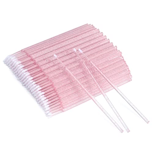 G2PLUS 200PCS Micro Applicators Brushes, Pink Disposable Micro Applicators, Disposable Eyelash Extension Swabs for Eyelashes Extensions