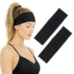 2 x Elegant 7cm Black Headbands for Any Occasion | Premium Black Headbands For Women - Comfortable Headbands| Hair Accessories for Sports and Fas