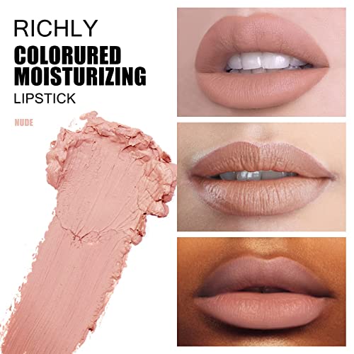 HANDAIYAN Lipstick,Nude Lipstick,Red Lipstick,Smooth,Waterproof,Highly Pigmented Lipsticks for Women Long Lasting (102#Nude Brown)