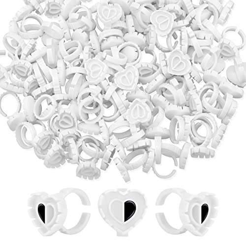 PAFUWEI 100 PCS Pink Lash Glue Holder, Lash Glue Rings, Random Shaped Lash Extension Volume Lashes Quick Blossom eyelash glue holder for Eyelash