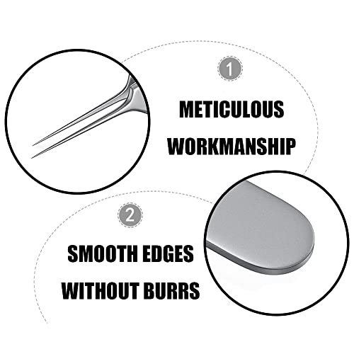 Professional Comedones Extractors Stainless Steel Ingrown Hair Tweezers Blackhead Remover Splinter Sharp Tip Tweezers for Acne