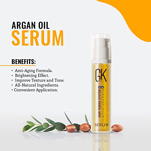 GK HAIR Global Keratin 100% Organic Argan Oil Anti Frizz Hair Serum (0.34 Fl Oz/10ml) Styling Smoothing Strengthening Hydrating & Nourishing Heat