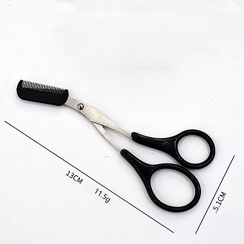 Eyebrow Trimmer Scissors with Comb, Professional Precision Trimmer Eyebrow Eyelash Hair Remover Cut Scissors Beauty Tool for Men Women (Black)