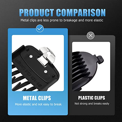 Clipper Guards for Wahl 10 Pcs, Ancable Cordless Clipper Cutting Guards for Wahl 0.5, 1, 1.5, 2, 3, 4, 5, 6, 7, 8 with Metal Clip from 1/16 Inch