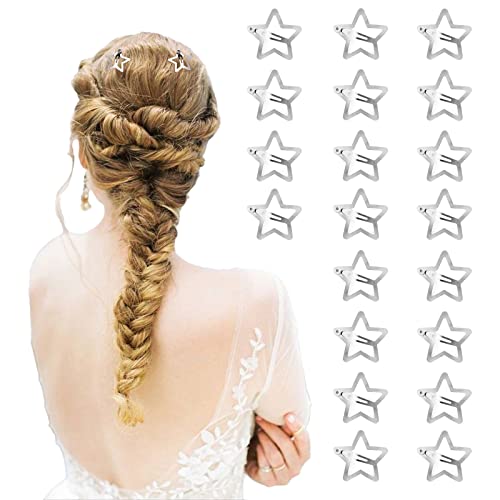 Star Hair Clip Y2K Accessories Silver Hair Clips 20pcs, Star Clips Snap Hair Clips Women Metal Hair Clips for Girls, Cute Hair Clips Girl Hair Ac
