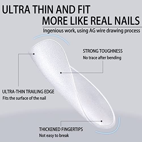 240 PCS Extra Short Square Gel False Nail Tips, Transparent Soft Gel Full Cover False Nail Tips, 12 Sizes Gel False Nail Tip Extension Kit, Suita