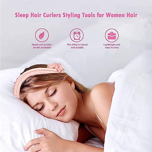 Heatless Curling Rod Headband, Heatless Hair Curler, Hair Curlers to Sleep In, No Heat Curl with Hair Clips and Scrunchie, Sleeping Curls Styling