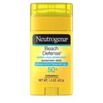 Neutrogena Beach Defense Sunscreen Stick with Broad Spectrum SPF 50+, Lightweight Water-Resistant Sunscreen with Oil-Free & PABA-Free Formula, 1.