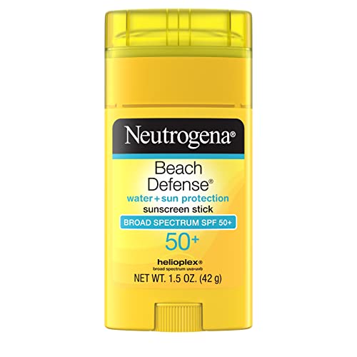 Neutrogena Beach Defense Sunscreen Stick with Broad Spectrum SPF 50+, Lightweight Water-Resistant Sunscreen with Oil-Free & PABA-Free Formula, 1.