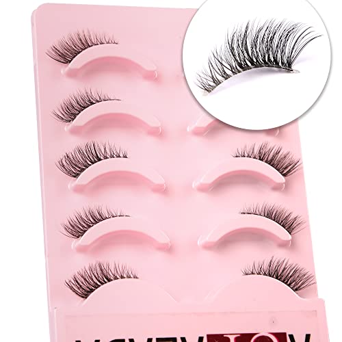 False Eyelashes Natural Half Lashes Short Wispy Clear Band 1/2 Lashes Pack Cat Eye 3D Faux Mink 3/4 Eye Lashes Multipack By AUPALADA, Lash Cluste