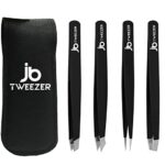 JustBlanks Professional Stainless Steel Tweezers, Best Precision Tweezers for Eyebrows - Tweezers for Women, Ingrown Hair, Splinter, Blackhead -