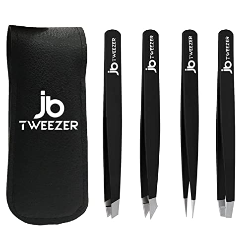 JustBlanks Professional Stainless Steel Tweezers, Best Precision Tweezers for Eyebrows - Tweezers for Women, Ingrown Hair, Splinter, Blackhead -