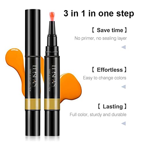 Uhat One Step Gel Nail Polish Pen 3 in 1 Step UV Nail Gel Painting Pen No Base Top Coat Need Nails Art Tool (07#)