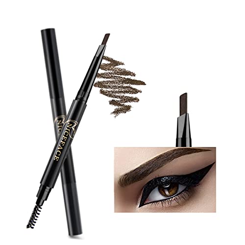 NICEFACE Eyebrow Pencil Dark Brown Double Ended Precision Waterproof Brow(Dark Brown #2)